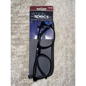 Simply Specs Foster Grant Reading Glasses +3.25 Black Full Rim with Case VRM2009